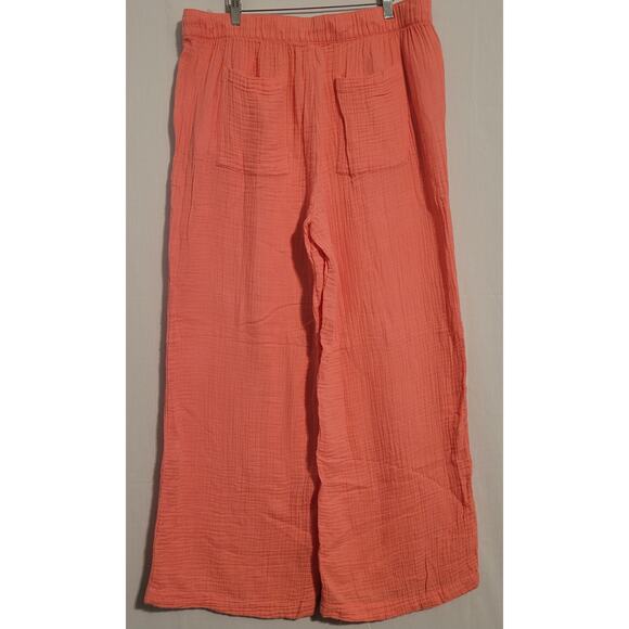LOFT women's XL pink 100% cotton lightweight gauzy wide leg pull-on pants - Picture 4 of 6